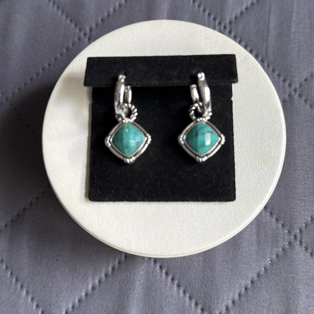 👑 Napier Silver and Turquoise Green Earrings NEW